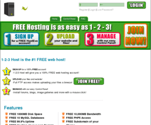 1-2-3host.com: 1-2-3 Host
HostEvo is the best FREE web host in the world.  Sign up at www.1-2-3host.com and find out why.  Our free web hosting is better than paid hosting in most cases.  We strive to provide the best value for our customers.