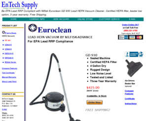 leadpaintvacuum.com: Nilfisk Euroclean GD 930 Lead HEPA Vacuum - In Stock - $425
Be EPA Lead RRP Compliant with Nilfisk Euroclean GD 930 Lead HEPA Vacuum Cleaner. Certified HEPA filter, beater bar option, 3-year warranty. Free Shipping.