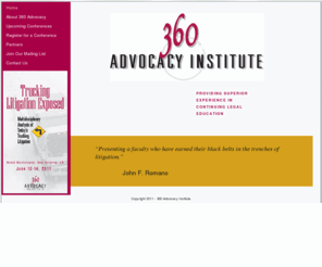 360advocacy.info: 360 Advocacy Institute - Home
360 Advocacy Institute - Exceptional Skills for Attorneys