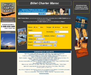 billet-charter-maroc.com: Billet Charter Maroc
Billet Charter Maroc .com est une centrale de réservation spécialisée dans le billet Charter pour un vol à destination du Maroc.Réservez en toute sécurité un billet charter pour un vol à destination du Maroc.