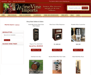 winevine-imports.com: WineVine Imports exclusive Wine Accessories, Gifts, Furniture, Decanters & Aerators
WineVine Imports carries an exclusive line of wine inspired products, Including Wine Accessories, Gifts, Furniture, Racks, Preservation & Serving accessories, Decanters & Aerators. We carry a full line of Wine Barrel Furniture made from recycled white oak wine barrels.  