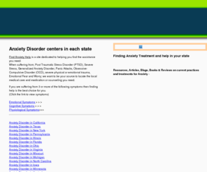 findanxietyhelp.com: Anxiety Disorder centers in the US
Anxiety Disorder centers in , 