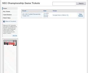 secchampionshipgame.com: SEC Championship Game Tickets
How to get SEC Championship Game tickets. Find cheap SEC Championship Game tickets, premium tickets, ticket auctions, and more.