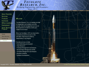 tecolote.com: Tecolote Research, Inc - Cost Analysis&Financial Management Services
Government financial management & analyses: life cycle cost estimating & analysis, cost research, EVM, schedule management & analysis, ACEIT