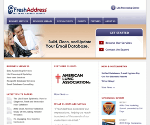 switchedemail.com: The Email Address Experts - FreshAddress, Inc.
Build, clean, and update your email database.  FreshAddress offers email change of address (ECOA), B2C and B2B email appending, list hygiene, and real-time email validation.