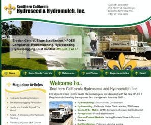 socalhydro.com: Erosion Control, NPDES Compliance - Southern California Hydroseed & Hydromulch, Inc.
Call on Southern California Hydroseed & Hydromulch, Inc. for all your erosion control, landscaping and golf course construction needs.