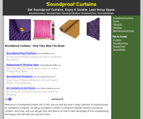 soundproofcurtains.net: Soundproof Curtains
Get Soundproof Curtains. Enjoy A Quieter, Less Noisy Space. Click Here For Soundproof Curtains Info.