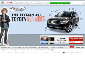 toyotacarina.com: Toyota Cars, Trucks, SUVs & Accessories
Official Site of Toyota Motor Sales - Cars, Trucks, SUVs, Hybrids, Accessories & Motorsports.