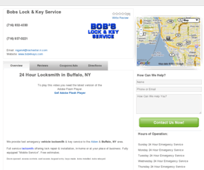 buffalocarkeys.com: Buffalo & Alden 24 Hour Auto, Commercial & Residential Local Locksmith - Local Search - LocalEdge.com
Need a local locksmith? Bobs Lock & Key Service is a 24 hour locksmith in Alden & Buffalo NY. Call us for auto, commercial & residential locksmith services.