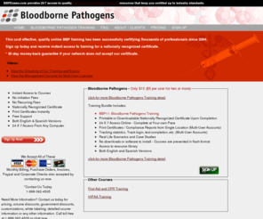 bbpexams.com: Bloodborne Pathogen Training | Bloodborne Pathogens | Only $5
Online Bloodborne Pathogen Training. Our Training course includes Bloodborne Pathogens for only $5.