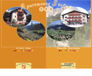 app-stefania.com: Appartements Stefania - Urlaub in Gröden - Südtirol
Gröden / Südtirol: Verbringen Sie Ihre schönsten Tage im Jahr inmitten der herrlichen Dolomiten. 
Appartements Stefania in St. Ulrich und in Wolkenstein bietet im Sommer den idealen Ausgangspunkt für Wanderungen und im Winter 
für Ihren Skiurlaub.