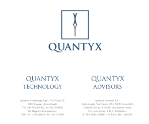 quantyx.net: Quantyx
The QUANTYX group includes QUANTYX ADVISORS (an alternative investments advisor) and QUANTYX TECHNOLOGY (a financial customized software developer