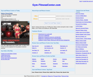 gym-fitnesscenter.com: Gym and Fitness Centers, Fitness Jobs Near You | Gym-FitnessCenter.com
Search, browse and review over 70,000 gyms, fitness centers and sports clubs in United States. List of Fitness and Healthcare Jobs Nationwide.