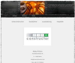 cineconstructor.com: Home - cineconstructor- attila krüziu
Gewerbliche Homepage der Firma cineconstructor, inh. Attila Krüziu