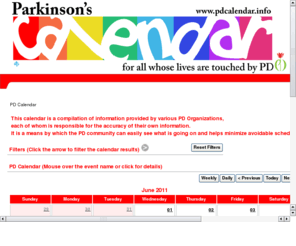 pdcalendar.info: PD Calendar
Parkinsons Disease Calendar