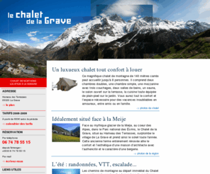 lechaletdelagrave.com: Le chalet de la Grave - Location chalet de montagne - La Meije
Le Chalet de la Grave - location a la semaine - réservez vos vacances au coeur des Alpes face a la Meije au hameau Les Terrasses - randonnées, ski, VTT...