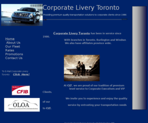 corporateliverytoronto.com: Corporate Livery Toronto
Corporate & Luxury Transportation providing Limousines, Sedans, and Suburbans.