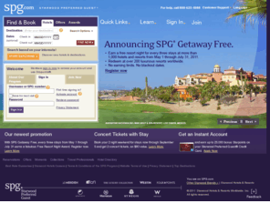 spghoteldirectory.com: Starwood Preferred Guest - Hotel Offers and Loyalty Program spg.com
Starwood Preferred Guest - Earn free nights without blackout dates at over 850 hotels, and 9 brands. Enjoy exclusive deals and offers at prestigious hotels and resorts, including Sheraton, Westin, Four Points, W Hotels, St. Regis, Le Meridien, Luxury Collection, aloft and element hotels.