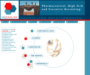 swjules.com: SWJules.com - SW JULES Inc., High Tech, Pharmaceutical, Biotech, and Executive Recruiting and Staffing
 SW JULES Inc. is a rapidly growing, premier recruitment company that specializes in the recruitment of professionals for our established national client base.....