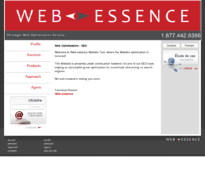 webandoptimization.com: Web-essence - SEO - Accueil - Web Optimization - SEO
Web-essence. Web. Optimization. SEO. Referencing.