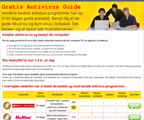 free-antivirus.dk: Test af gratis Antivirus - se hvilke antivirusprogrammer vi anbefaler
Din Antivirus Guide. Vi anmelder McAfee, Trend Micro, Bullguard, Norton, Panda, Kaspersky, F-secure m.fl. - se vinderen her!