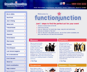 function-junction.net: Wedding Bands, Bands for Hire, Wedding Function Bands, Live Wedding Music, Wedding Entertainment Agency, Function Junction
Function Junction is an entertainment agency with bands for hire for live wedding music using only wedding function bands who have been personally recommended to us as wedding bands.
