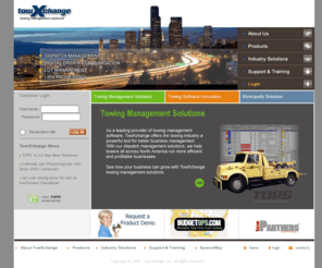 towexchange.com: Towing Software Solutions - TowXchange
Towing software solutions for the towing and transportation industries.   Helping towers across the United States and Canada with dispatch, lien processing, lot inventory, mobile dispatch, and motor club interface through our line of towing software systems.  Streamline your towing business today with the help of towXchange software.