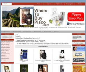 wheretobuypisco.com: Buy Pisco, WhereToBuyPisco.com - Pisco Shop Peru
Buy Pisco on our Online Pisco Shop, we have the best Pisco selection. We ship Pisco worldwide. Buy Pisco Quebranta, Pisco Italia, Pisco Acholado and more.