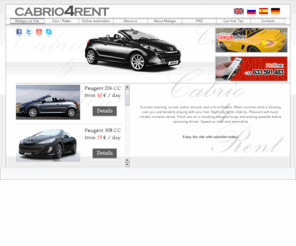 cabrio4rent.com: Malaga car hire - Cabrio 4 Rent - Malaga car hire, Marbella car hire, cabrio hire Marbella, cabrio hire Malaga - Rent a cabrio in Malaga & Marbella!
Car hire in Malaga. Rent Your cabrio today! Best prices in Malaga & Marbella. 