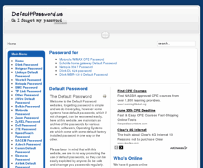 defaultpassword.us: Default Password
default password, list of well known default passwords for routers