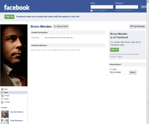 brunomendes.net: Incompatible Browser | Facebook
 Facebook is a social utility that connects people with friends and others who work, study and live around them. People use Facebook to keep up with friends, upload an unlimited number of photos, post links and videos, and learn more about the people they meet.