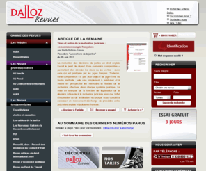 dalloz-revues.fr: Dalloz Revues
Les 17 revues Dalloz en accès numérique feuilletables en ligne !