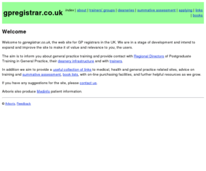 gpregistrar.co.uk: gpregistrar.co.uk - the web site for GP registrars in the UK
gpregistrar.co.uk is a web site with resources for GP registrars in the UK.