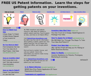 inventionsandpatentshelp.com: Inventions and Patents - FREE Information on filing for US Patent
Learn the steps for getting a patent, how to conduct a patent search, how to receive a US Patent on your invention