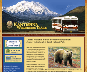 denalibusride.com: Denali National Park Wildlife Tours : Alaska Vacation Packages
Denali Park's Kantishna Wilderness Trails offers wildlife bus tours and day trips to see Mt. McKinley and the historical Kantishna District in Denali National Park.