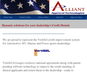 alliantapproval.com: Home Page
Alliant Dealer Services - home of the Automotive RV and Powersports Dealer Credit Turn Down Reversal System