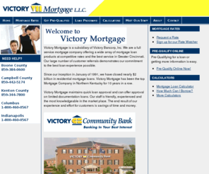 victorymortgage.com: Victory Mortgage, LLC - Mortgage Rates, Loan Programs, Online Pre-Qualification
A strong and genuine belief in the 'customer for life' principal of doing business is what fuels this company. Referrals from previous customers and local real estate professionals have always delivered the majority of the company's production.  We use the most advanced technology available to close loans quickly, at a low cost.