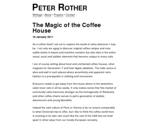 peterrother.com: Peter Rother
The writings of Peter Rother, an American web developer living in Cincinnati and who is also an avid traveler, photographer, mac user, culture devotee and happy person.