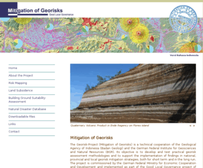 georisk-project.org: Mitigation of Georisks
The Georisk-Project (Mitigation of Georisks) is a technical cooperation of the Geological Agency of Indonesia (Badan Geologi) and the German Federal Institute for Geosciences and Natural Resources (BGR).