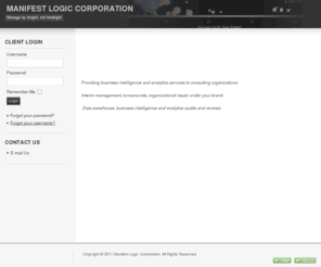 manifestlogic.com: Manifest Logic Corporation
We provide a way to clarify your business objectives, achieve them and measure progress.