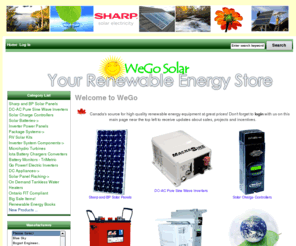 natureenergyworks.com: WeGo Solar, Wind and Microhydro for Canada
WeGo Solar - Microhydro Turbines Solar Charge Controllers DC Appliances Sharp Solar Panels Battery Monitors - TriMetric Iota Battery Chargers Converters Package Systems Renewable Energy Books DC-AC Pure Sine Wave Inverters Inverter System Components Solar Panel Racking Inverter Power Panels On Demand Tankless Water Heaters Go Power! Electric Inverters Ontario FIT Compliant Solar Batteries RV Solar Kits Low Voltage Lighting & LED's Solar, Wind, Microhydro, Inverters