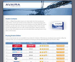 avairacontacts.com: Avaira Contacts
Shop for avaira contacts. Find info and see price comparison for the cheapest online avaira contacts from CooperVision.