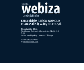 webiza.com: .Net Çözümler | E-Ticaret | Özel Web Uygulamalar | Hosting | Web Tasarım
karia internet çözümleri, web tasarım, yazılım, web dizayn, hosting alanlarında hizmet vermektedir