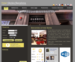 hotelglories.com: Página oficial del Hotel Glories | Reservas de habitación en Barcelona | Reservas de hotel en Barcelona
El Hotel Glories es un hotel de 3 estrellas situado en la calle Padilla entre Avenida Diagonal y Gran Via, junto a la Plaza de Toros Monumental, el Auditorio y el Teatro Nacional de Catalunya, próximo a la Sagrada Familia, al Centro Comercial Les Glòries y la Torre Agbar. A 1.700 metros del Paseo de Gracia, Puerto Olímpico y playas de Barcelona. Metro: Línea 1, Estación Glòries. Línea 2, Estación Monumental.Por su tamaño, es un hotel de tipo familiar cuyas habitaciones cuentan con baño completo, aire acondicionado, calefacción, T.V. color con mando a distancia y antena parabólica, mini-bar, teléfono automático, gratis conexión WiFi a Internet de alta velocidad y caja fuerte.