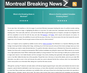 montrealbreakingnews.com: Montreal Breaking News
Montreal Breaking News is Montreal's News Source. Comprehensive web site for Montreal breaking news, Montreal entertainment, Montreal sports, Montreal business, and much more.