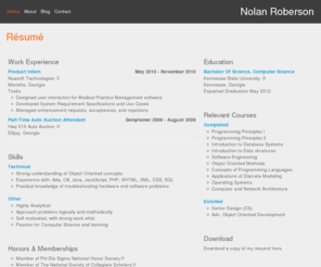 nolanroberson.com: Nolan Roberson's Resume
Nolan Roberson's Homepage