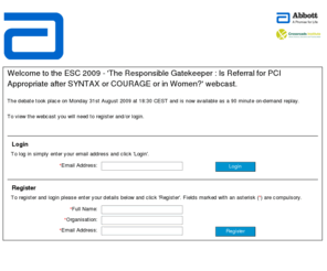 avsymposiumesc2009.com: The Responsible Gatekeeper : Is Referral for PCI Appropriate after SYNTAX or COURAGE or in Women?
