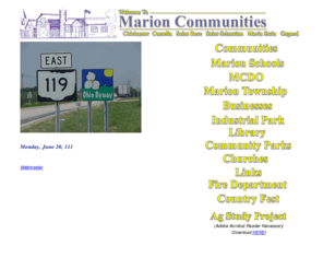 marioncommunities.com: Marion Communities
Marion Communities are all the Communities in the Marion School district, It is in Mercer County, Developing Communities, Agriculture, Marion Local Schools, Mercer County, Ohio, Great place to live, Osgood, Chickasaw, Saint Rose, St. Rose, Saint Sebastian, St. Sebastian, Maria Stein, Osgood, Cassella