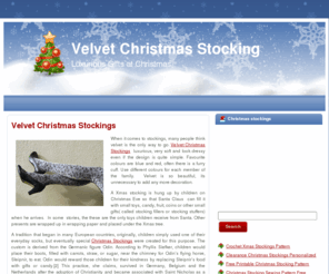 velvetchristmasstocking.net: Velvet Christmas Stocking, luxurious plush, embroidered, red, green, blue.
Find luxurious Velvet Christmas Stockings. Buy plush, embroidered, needlepoint, bucilla, personalized to fill with Xmas treats.