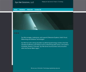 systems-networksolutions.net: Sys-Net Home Page
Sys-Net manages, implements, and supports Systems, Networking and Software Technologies.